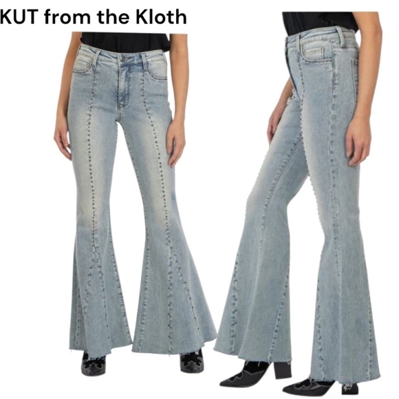 Kut from the Kloth Denim - Kut From The Kloth Cloth Stella Fab Stud Flare Denim Jean Tall 33in Women 12